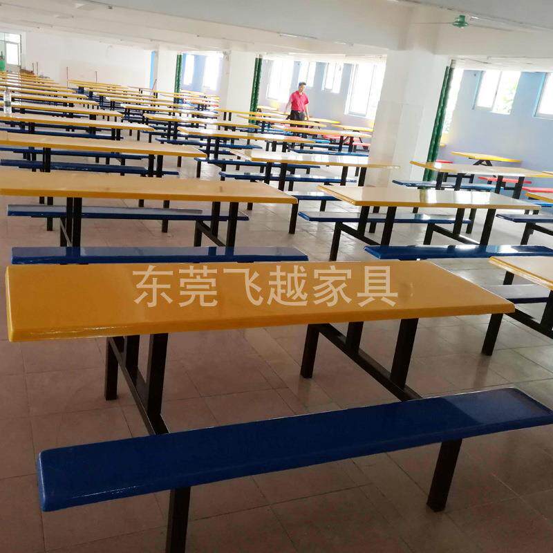 食堂餐桌椅连体桌凳组合工厂员工饭堂餐桌学校学生餐厅餐台4人8人