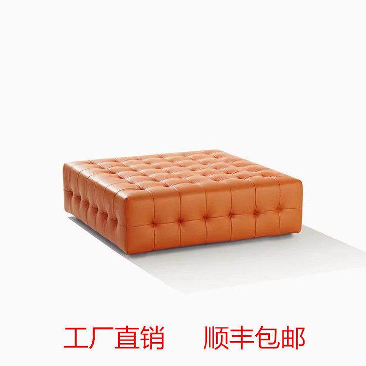 需定制欧式方形橙色真皮沙发凳脚踏灰色客厅服装店换鞋凳衣帽间凳