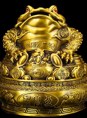 纯铜聚宝盆金蟾铜钱元宝纳财祥瑞摆件店铺开业送礼办公室客厅玄关