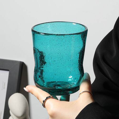YUKI美式中古风泡泡杯  缤纷彩色硝子玻璃杯气泡酒杯 水杯子ins风