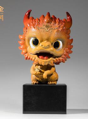 铜金岁月龘龘送宝黄铜龙宝宝摆件生肖祥龙开业赠送礼品彩铜工艺品