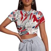 sleeved revealing shirt Women artistic short with random