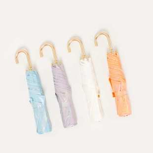 现货R3034极光色幻彩荧光超薄15D尼龙布超150克直径92厘米弯柄伞