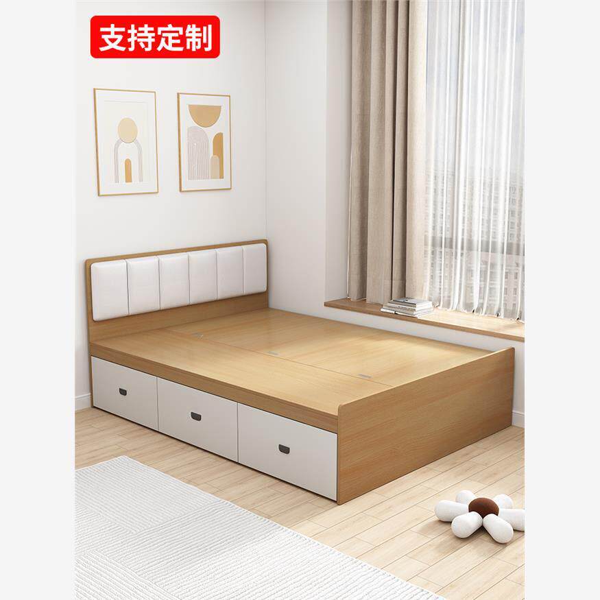 香港包邮实木榻榻米床双人床无床头床箱体高箱储物床地台单人1.2/