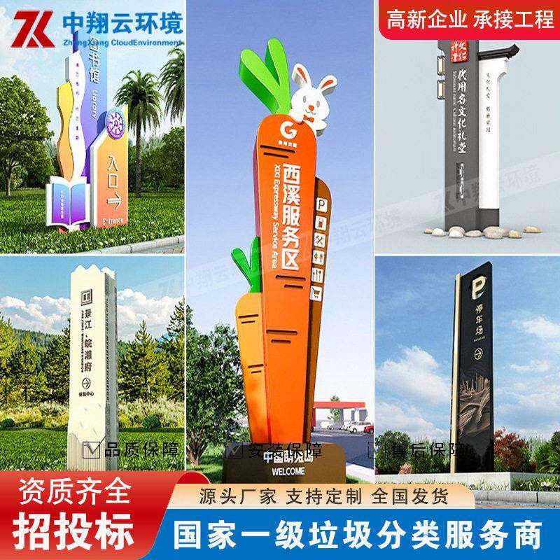 景观小品不锈钢精神堡垒廊架停车场导向指示牌乡村振兴道路标识牌