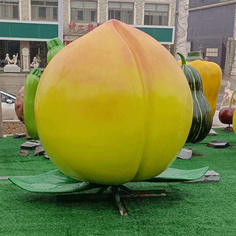 仿真水果雕塑果蔬工艺品农业生态公园装饰摆件玻璃钢景观桃子雕塑