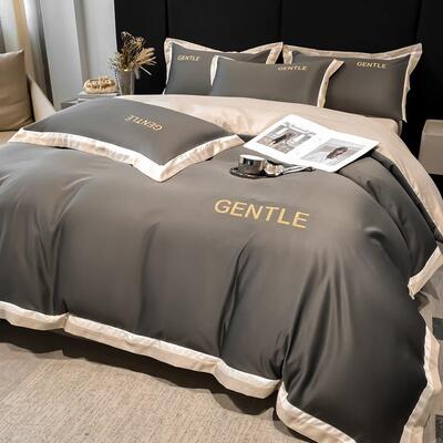 25水洗真丝四件套宽边款布达天丝被套床单四件套三件套丝滑透气