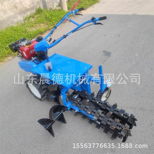 链条开沟机 手扶柴油双排链开槽埋线挖沟边沟挖槽机