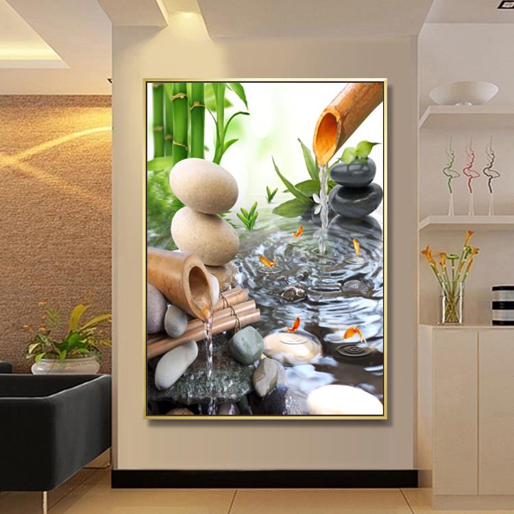 SIK现代简约玄关走廊过道装饰画竖版入户挂画酒店宾馆树林风景墙图片