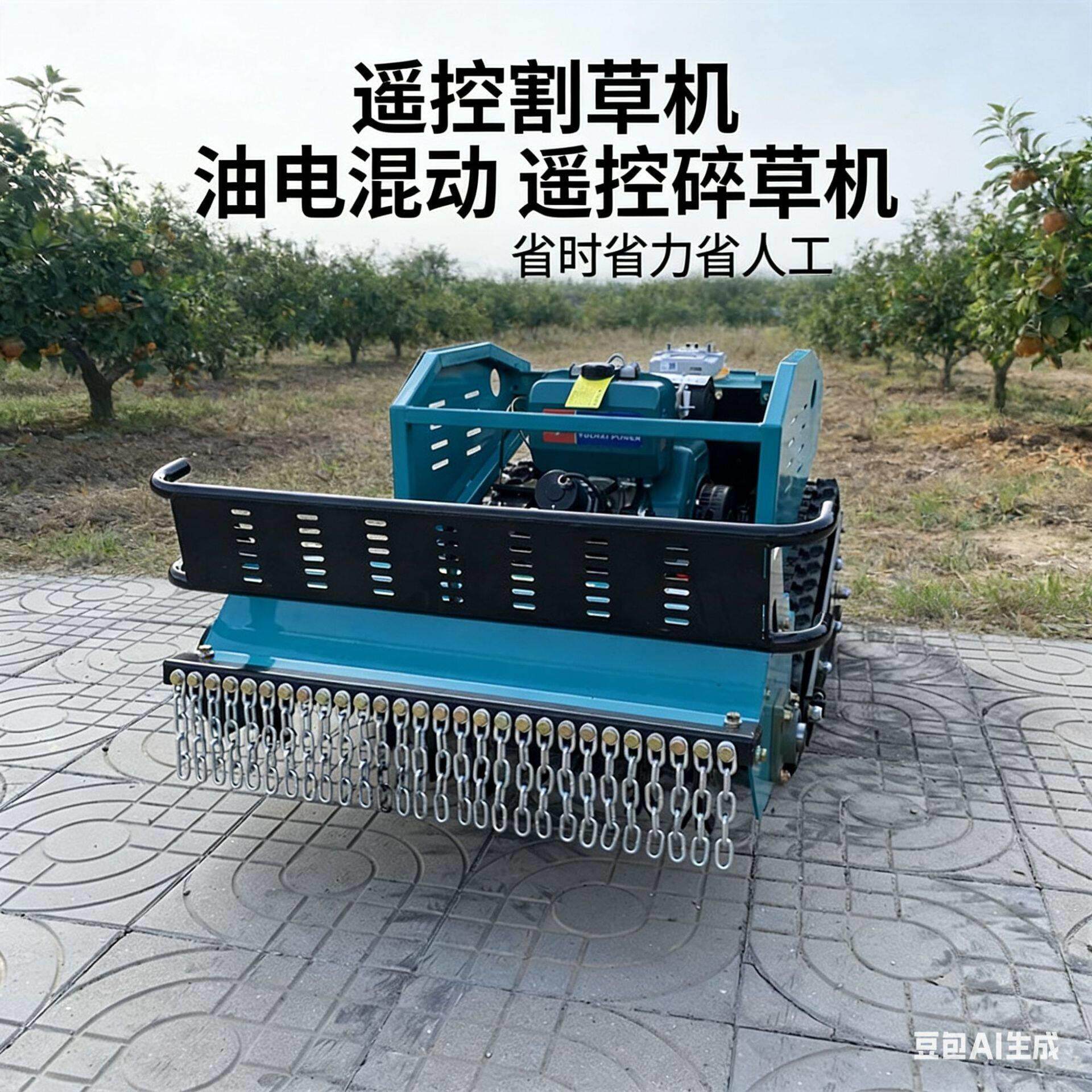 园林绿化小型遥控割草机 农用自走式除草机锰钢刀片远距离操作