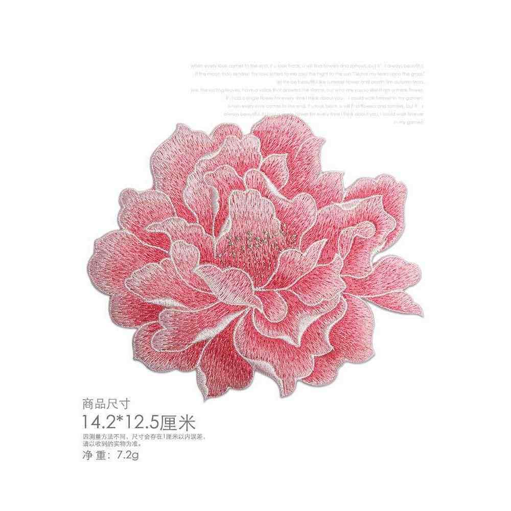 大号牡丹花刺绣布贴衣服破洞修补丁水溶工艺手感亲肤柔软无胶缝制