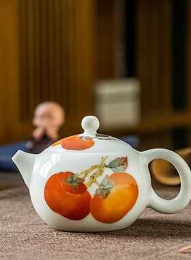收藏级陶瓷茶壶 省大师邓剑波釉下五彩纯手绘泡茶单壶功夫茶具