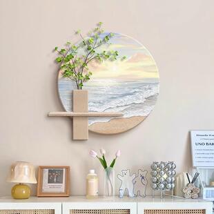 BLP岩奶油风餐厅装 画过道饰玄关风景立体砂饭肌理壁画客厅厅墙面