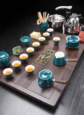 茶具套装办公家用整套功夫0312003陶全室自动四合木一办瓷公茶台