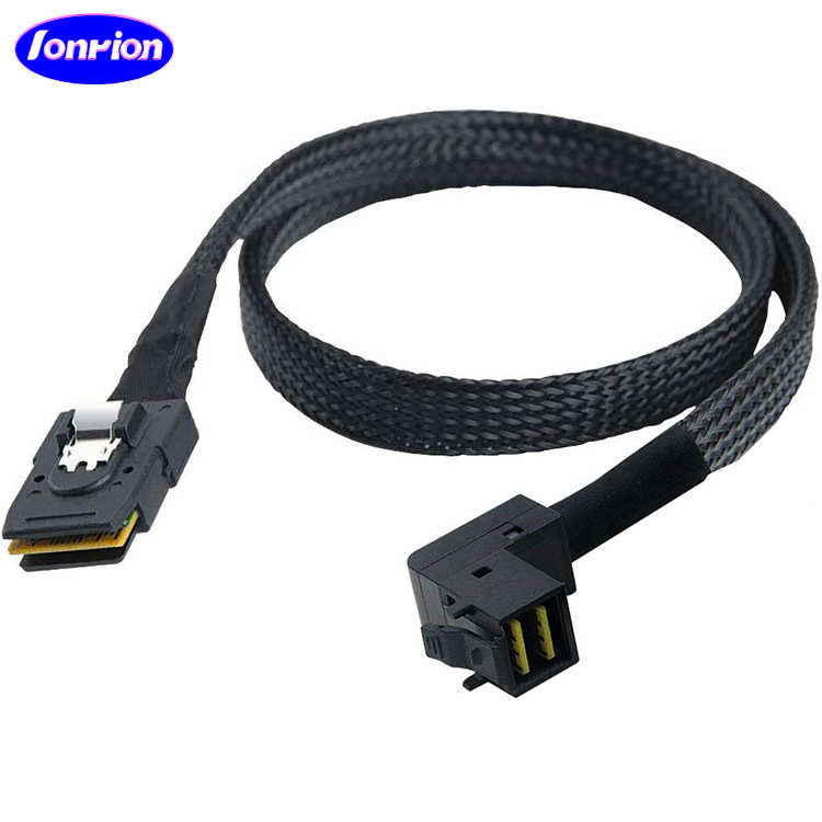 Mini SAS HD 8643 内弯90°转SFF-8087服务器机箱内置连接线