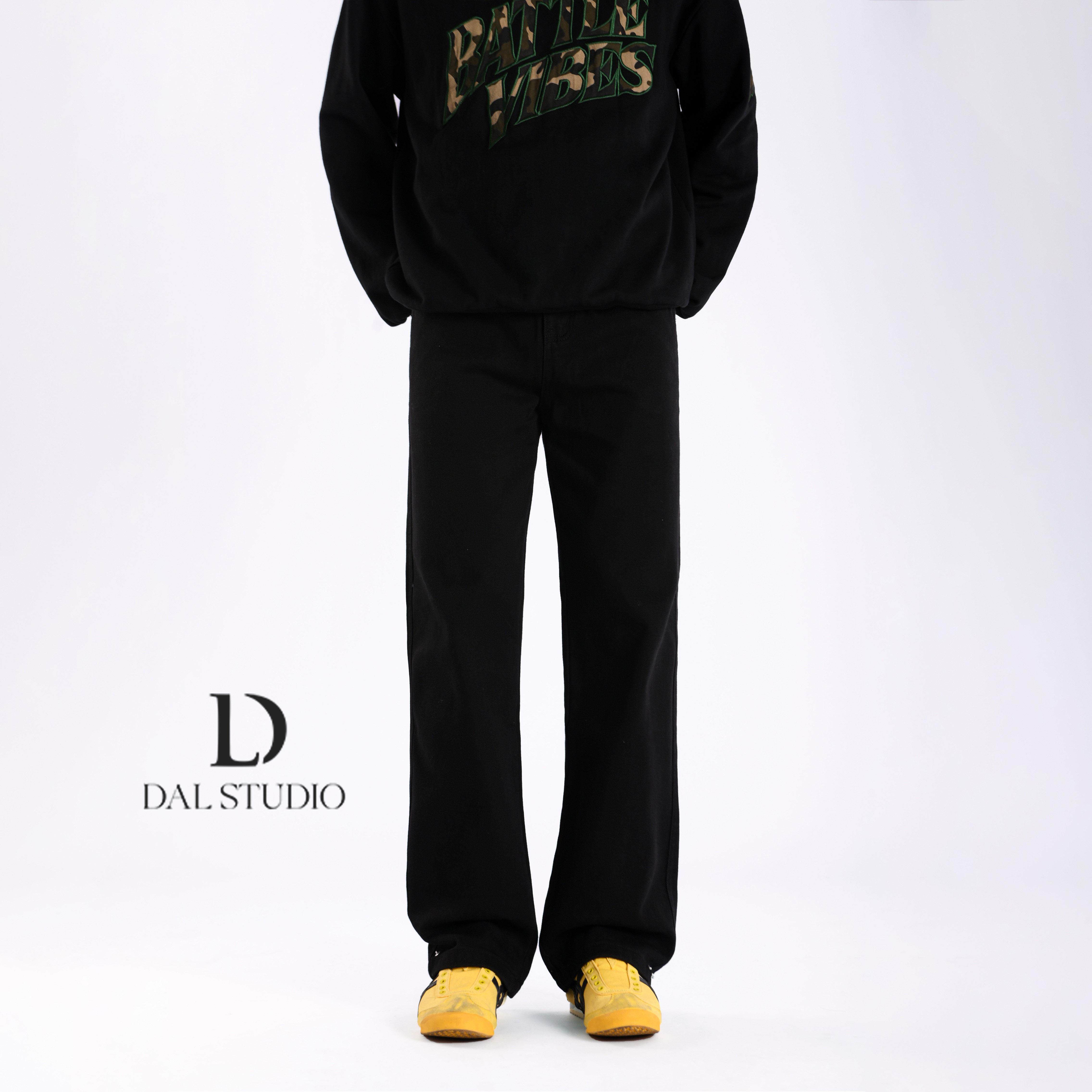 DAL 纯黑色直筒牛仔裤男2026年春季新款窄版阔腿修身显瘦百搭长裤