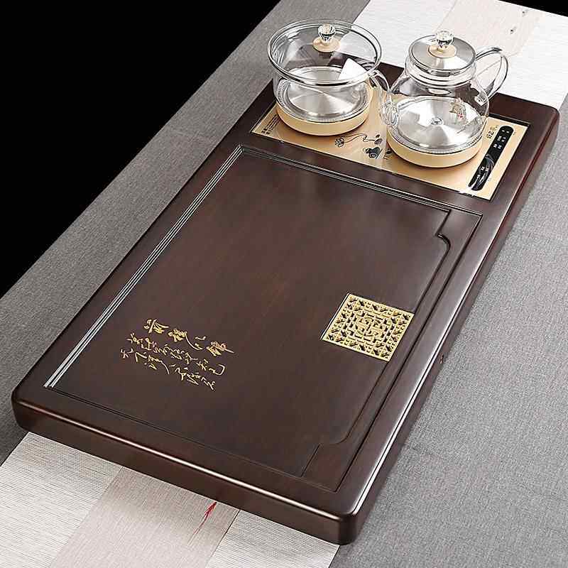 办公室茶台一体会客专用品沥水茶盘黑檀实木茶盘茶壶托盘单独茶盘