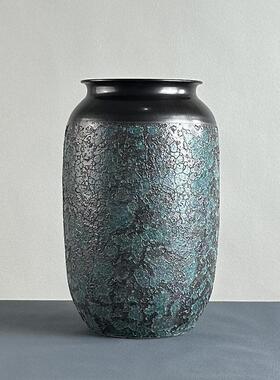 大口径陶瓷落地花中式仿古干花客厅插花粗陶摆件复古陶盆大号