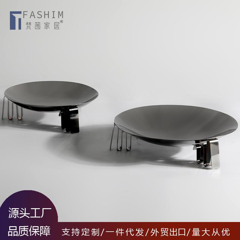 梵茜轻奢家居客厅茶几水果收纳盘样板房铁艺圆形高脚托盘装饰摆件