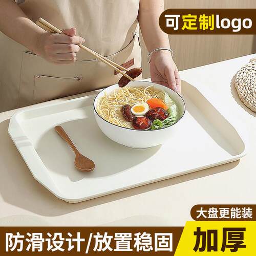 商用防滑餐盘长方形大号饭厅餐饮上菜托盘专用下午茶甜品展示盘子