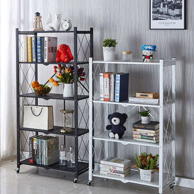 可移动厨房置物架旋转免安装铁艺微波炉烤箱收纳架多层储物整理架