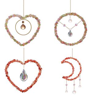 爱心弯弯月亮碎石粉色灯饰球几何形状吊坠琵琶AB彩色水晶挂件