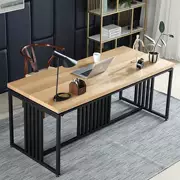 Bàn làm việc bằng gỗ rắn tối giản Bắc Âu Bàn làm việc bằng sắt hình chữ nhật Bàn máy tính Bàn học - Nội thất văn phòng