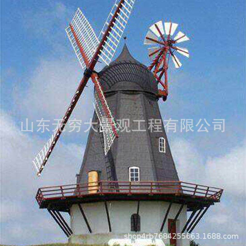 制作款防腐木电动大风车 草原广场引流装饰景观造景动态道具摆件