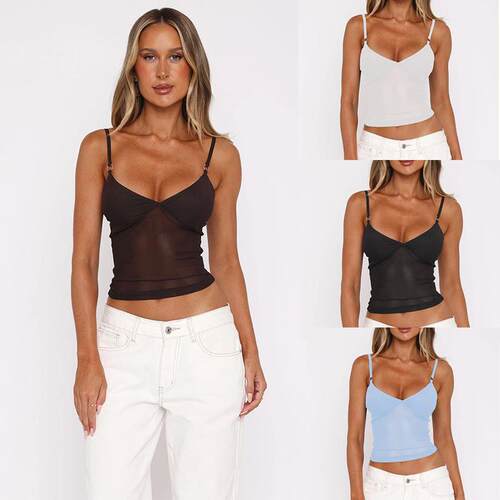 2025 mesh perspective sexy suspender vest for women