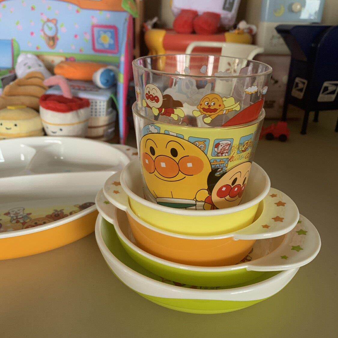 面 包超人塑料杯儿童宝宝分餐盘碗碟耐摔洗碗机餐具