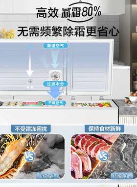 容声282升双温冰柜双箱大冷冻小冷藏保鲜家商用卧式冷柜