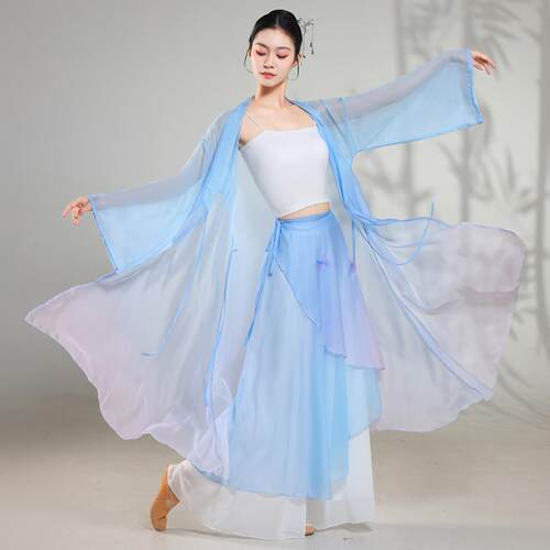 古典舞蹈服新款渐层身韵纱衣飘逸仙气中国风形体演出服练功服套装