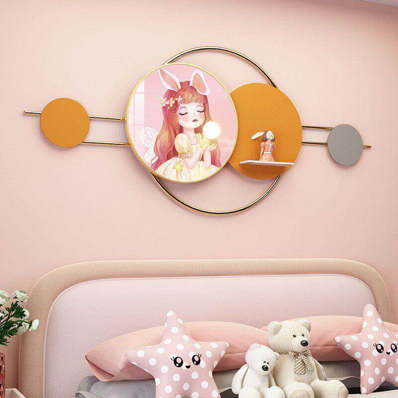 女孩卧室床头挂画可爱卡通男生儿童房间装饰画创意公主房温馨壁画