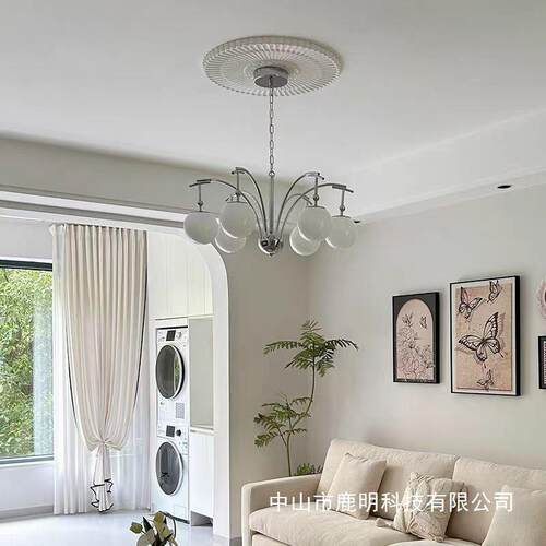 法式轻奢奶油风灯极简客厅餐553吊主厅灯简吊约感卧室主卧护眼装