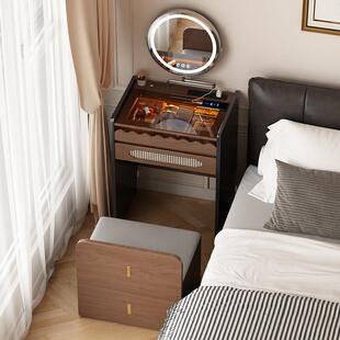 法式 复古实木梳妆柜60公分小户型卧室床头桌子化妆台角落50cm窄型