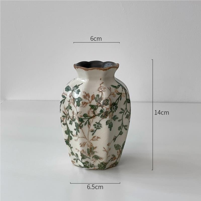 美式养乡村冰裂奶壶陶瓷XDL9003花瓶田园风水插花摆件装品复饰古