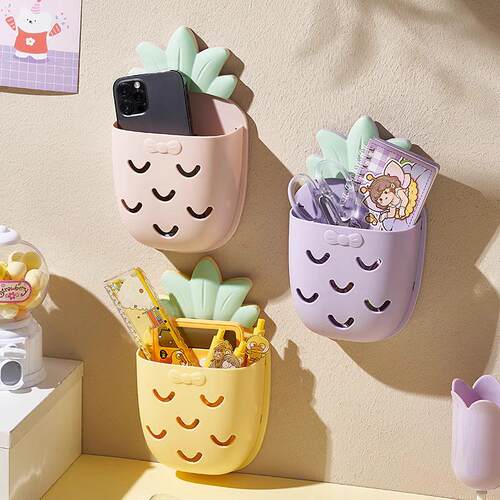 Wall-mounted bathroom storage rack, no drilling required, pe