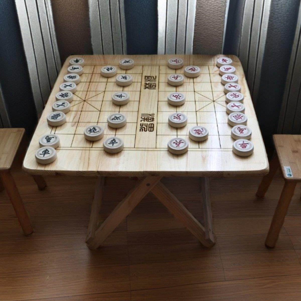 真实木雕刻50棋桌简约家用方便折叠小方桌象棋桌子平价耐用棋牌桌