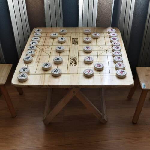 真实木雕刻50棋桌简约家用方便折叠小方桌象棋桌子平价耐用棋牌桌