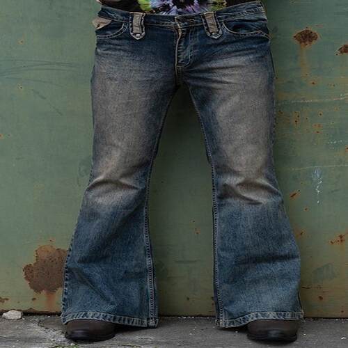Men's bell bottom pants, nostalgic high waisted jeans,