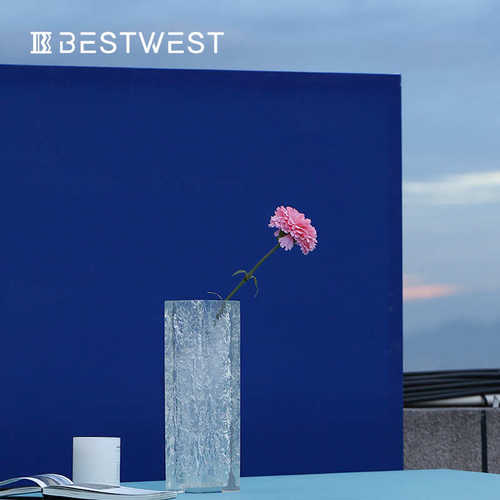Best west 北欧方形轻奢碎纹玻璃花瓶花器高档售楼处样板间软装