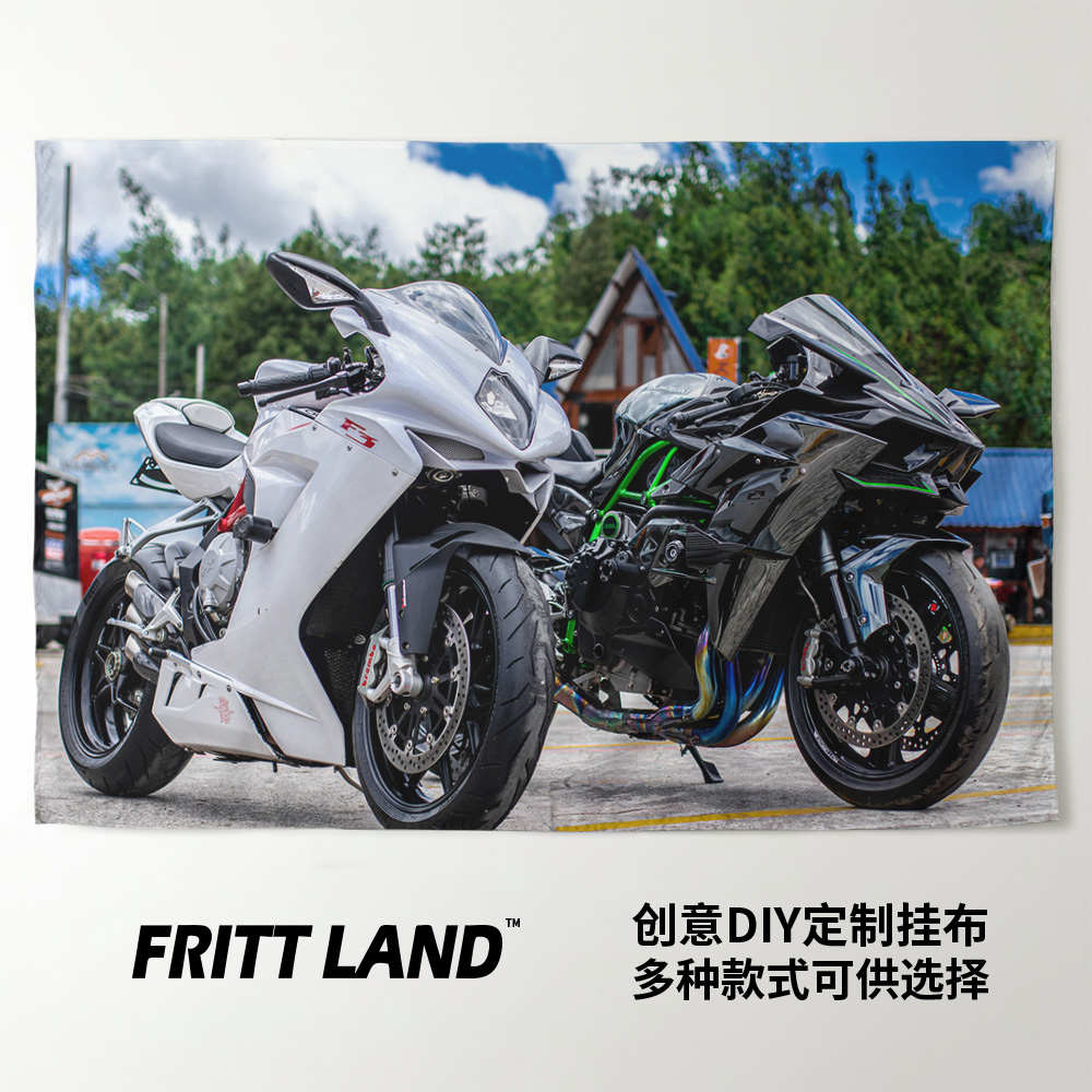 川崎忍者Ninja H2 R重型赛车摩托机车周边装饰画背景墙布挂布海报