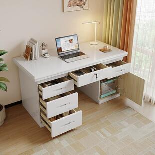 实木白色书桌台式电脑桌卧室写字台家用书房学习桌书法桌办公桌子