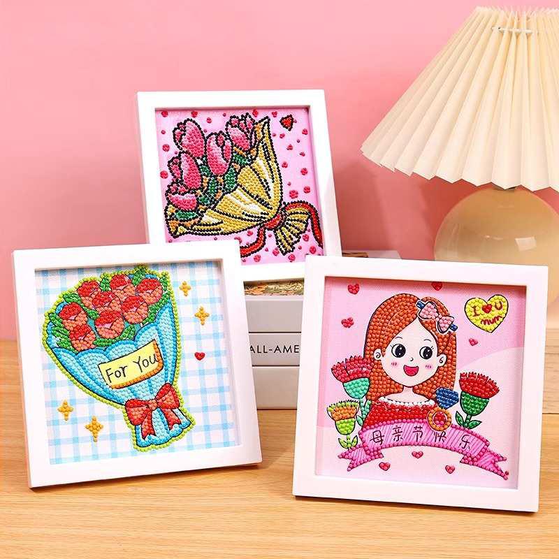 教师节送礼卡通钻石画diy手工儿童钻石贴画艺术摆件三八礼物