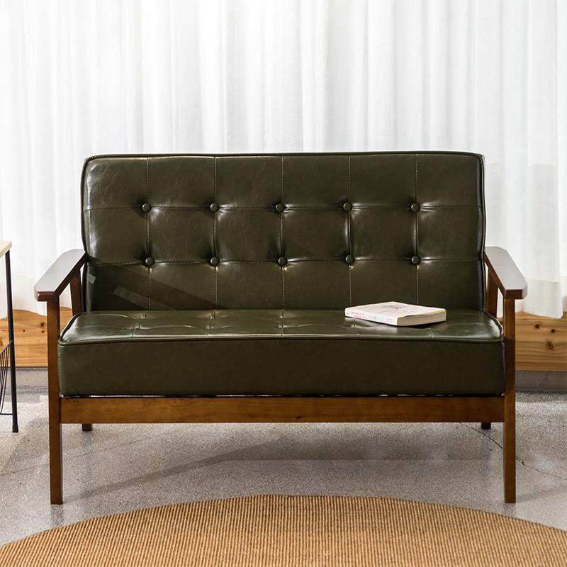 小户型简约覆古实木沙发卧室小型窄版床边迷你双人椅子两人位民宿