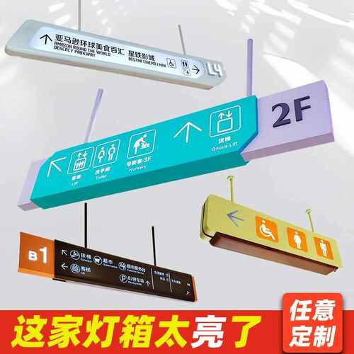 商场双面悬挂不锈钢镂空发光吊牌灯箱地下车库医院超市指示牌制作