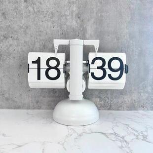 创意自动翻页钟表覆古客厅摆件座钟现代简约机械时钟闹钟个性 座钟