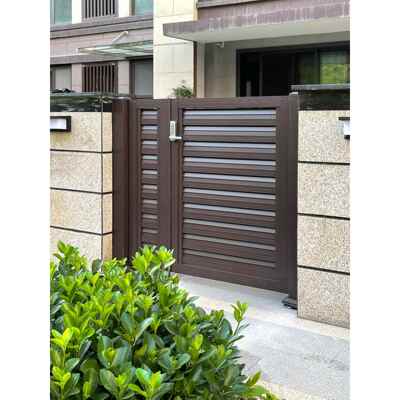 铝艺别墅庭院门平开侧小门铝合金户外单双开花园电动入户遥控大门