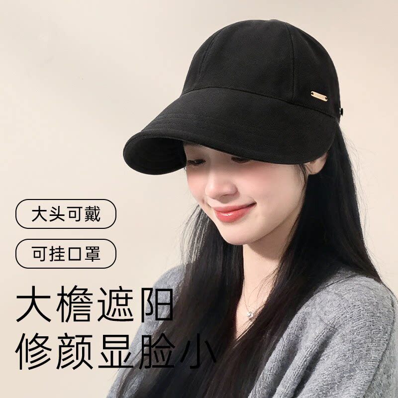 春夏镂空透气鸭舌帽女2026新款可挂口罩大檐遮阳帽户外出游防晒帽