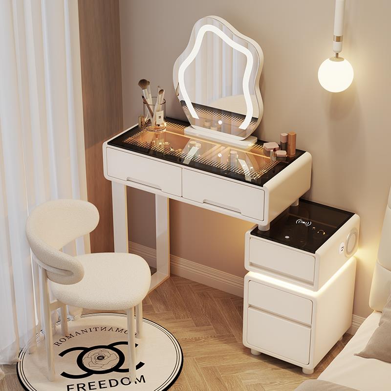 小户型梳妆台卧室60CM现代简约2024新款奶油风主卧斗柜一体化妆桌